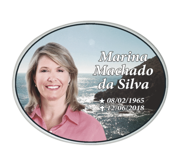 Porcelana Oval com letreiro horizontal