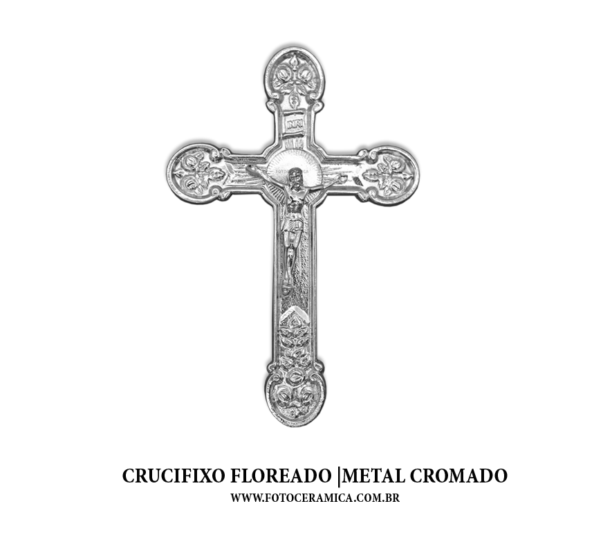 Crucifixo Floreado de Metal